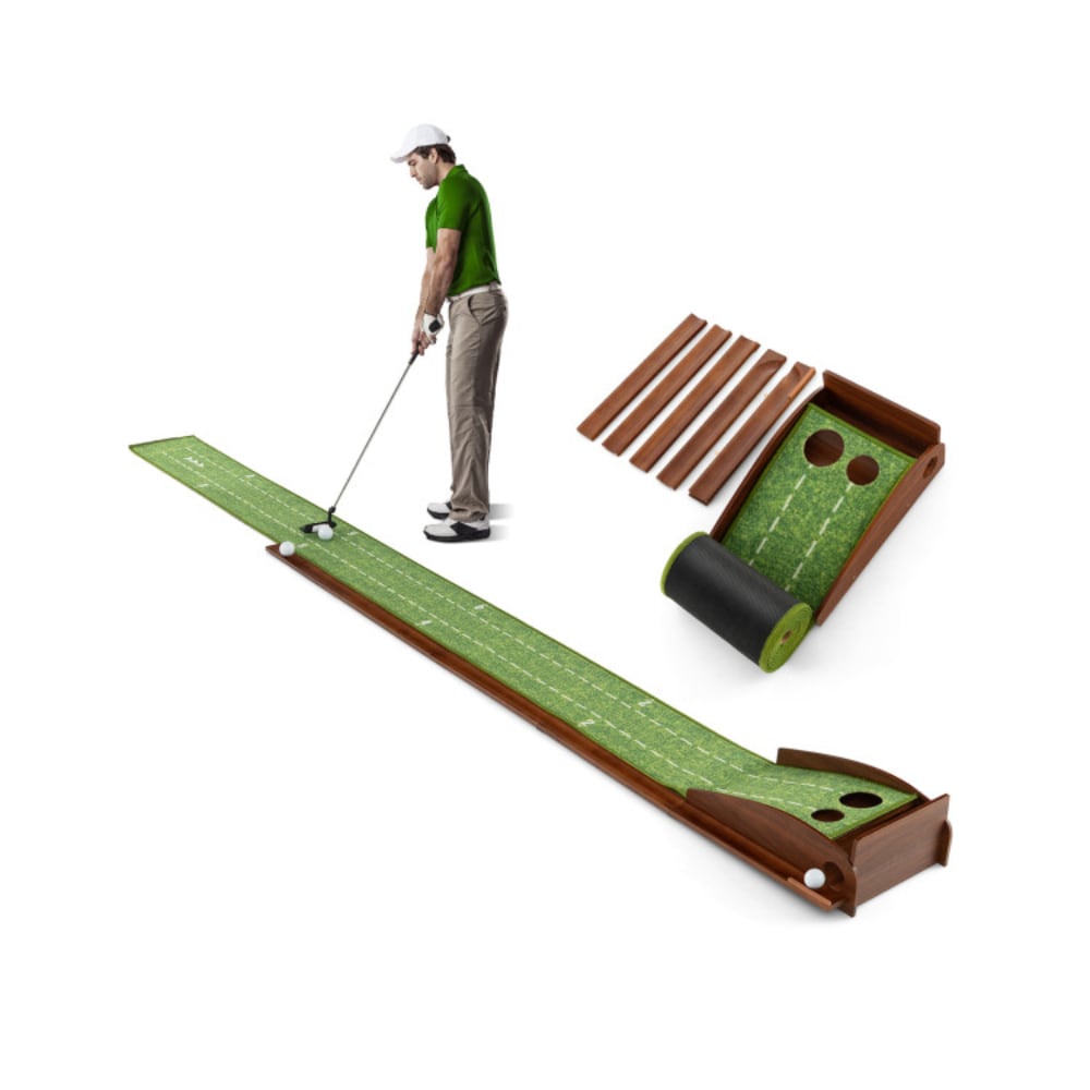 Golf Putting Mat Practice Training Aid With Auto Ball Return And 2/3 Hole Sizes_voghion.com